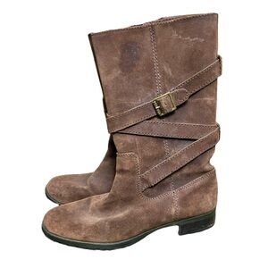 Lauren Ralph Lauren Buckle Accent Brown Suede Women's Boots Mid